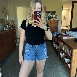 Abercombie & Fitch High Waisted Distressed Denim Shorts